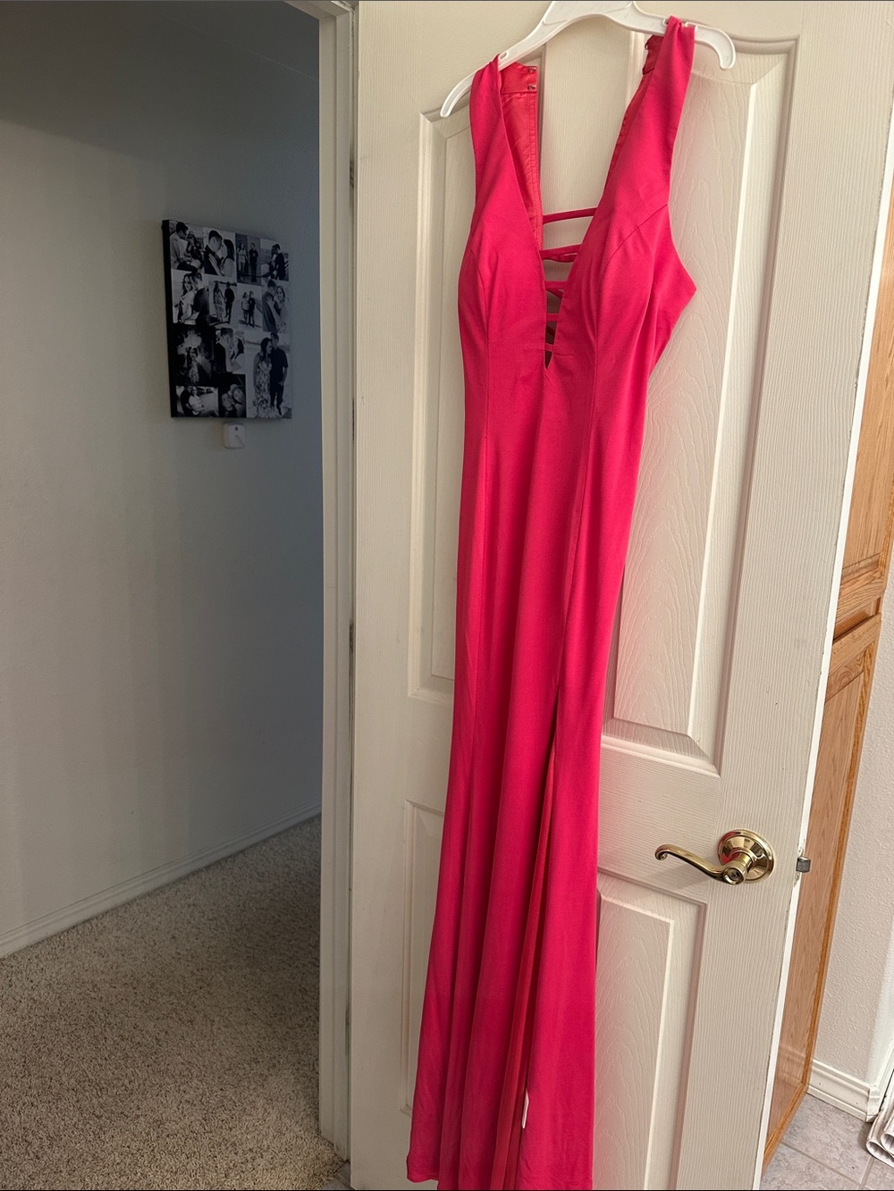 Fitted Pink Sleeveless V-Neck Jumpsuit Dress